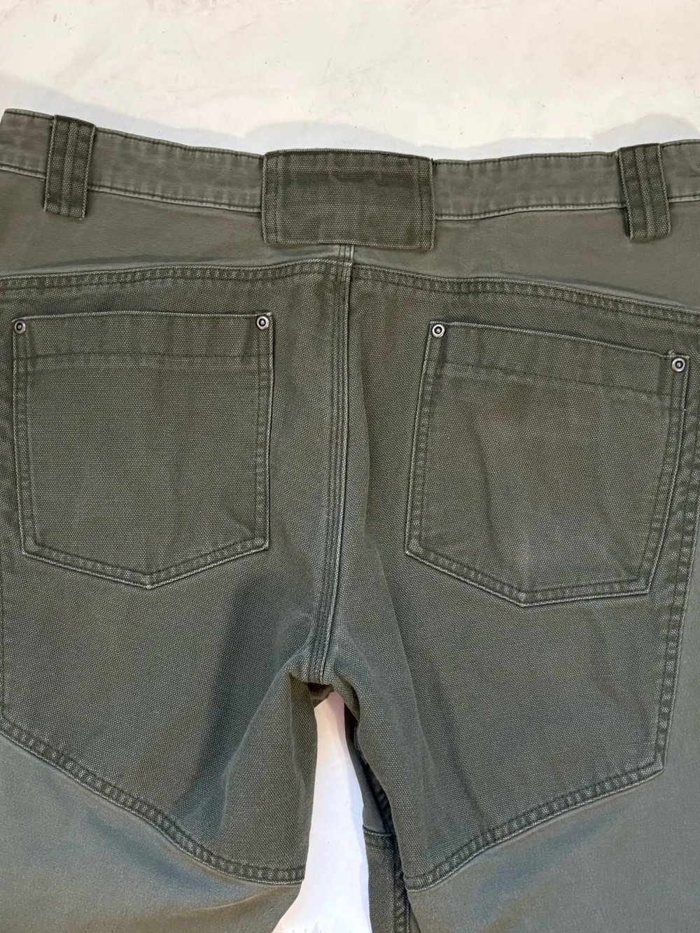 Duluth Trading Co Size 38 Green Flex Fire Hose Canvas Patchwork Jeans Workwear